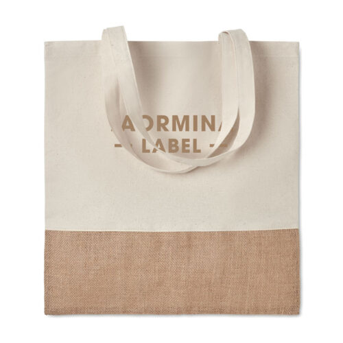 Sac shopping coton naturel avec anses jute – vue 2