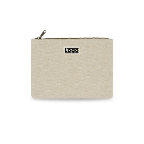Pochette plate avec fermeture éclair en jute biologique