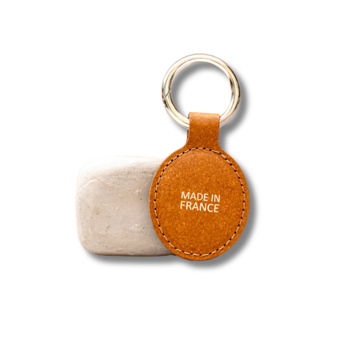 Porte-clés ovale en cuir recyclé personnalisé - Made in France