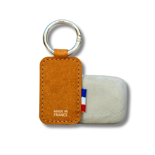 Porte-clés rectangulaire en cuir recyclé personnalisé - Made in France