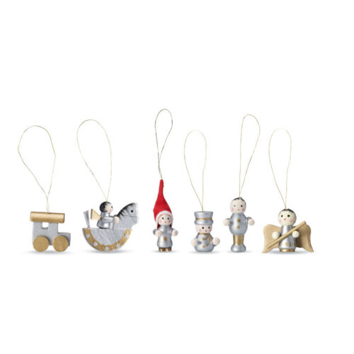 Set 6 décorations de Noël en bois naturel – vue 2