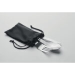 Set 3 couverts camping inox recyclé – pochette – vue 3