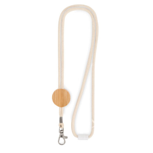 Lanyard tour de cou en coton naturel – vue 2