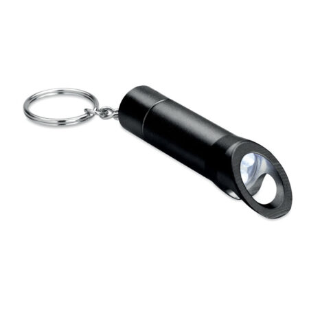 Lampe torche LED porte-clés en métal avec décapsuleur