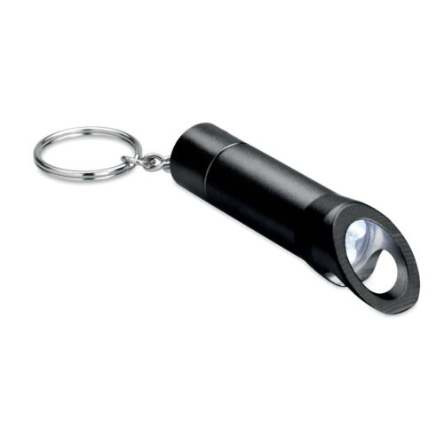Lampe torche LED porte-clés en métal avec décapsuleur