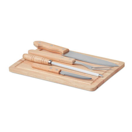 Set 4 ustensiles barbecue en bois naturel – vue 2