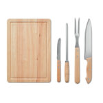 Set 4 ustensiles barbecue en bois naturel – Image 3