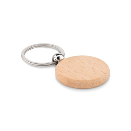Porte-clés rond en bois naturel – vue 2