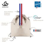 Sac pochon coton recyclé anse Bleu/Blanc/Rouge | Fabriqué en France | Certifié Origine France Garantie – vue 2