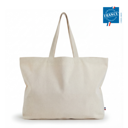Tote bag coton recyclé 250 g/m² | Grande capacité 32 L | Certifié Origine France Garantie