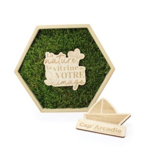 Trophée mousse végétale hexagonal personnalisé