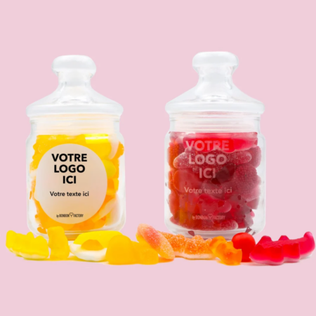 Bonbonnière verre personnalisée 200g – gravure ou étiquette – vue 2