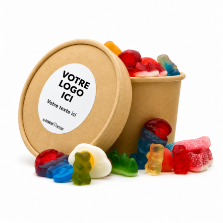 Pot bonbons kraft personnalisé entreprise – 250g, 5 mix