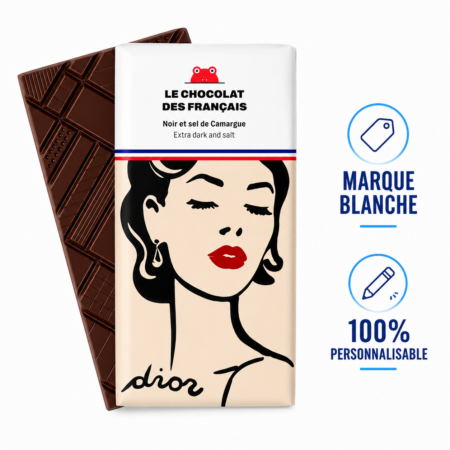 Tablette chocolat bio co-brandée – illustration sur-mesure française