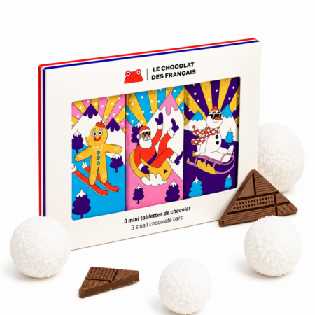 Coffret 3 mini tablettes chocolat Noël 2026 bio – personnalisé