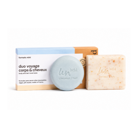Kit voyage personnalisé français – mini gel douche & shampoing