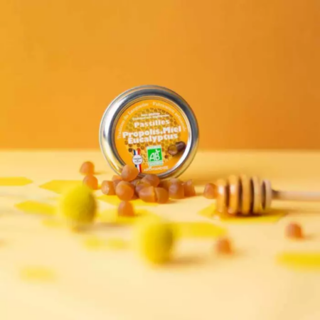 Pastilles propolis bio 45g – miel & eucalyptus du Languedoc – vue 2