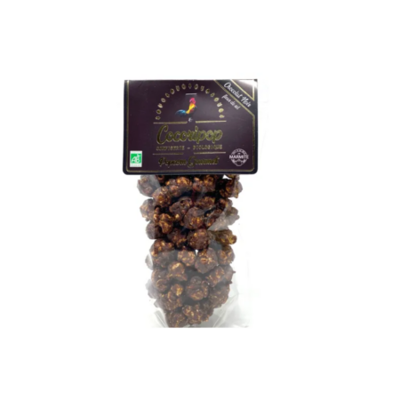Popcorn chocolat noir français bio – fleur de sel, 80 g ou 40 g