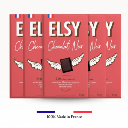 Tablettes chocolat ELSY moins sucrées – duo noir 71% et lait 37%