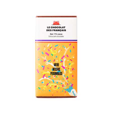 Tablette de chocolat bio - Message personnalisé 70g – fabriquée en France