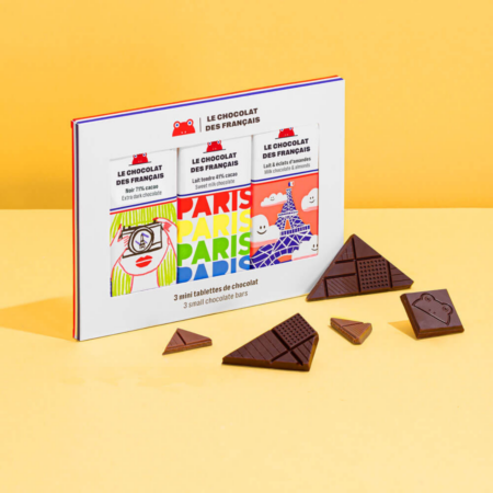 Coffret 3 tablettines chocolat bio – bandeau personnalisé français – vue 2