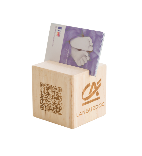 qr cube en bois, fabrication française personnalisable, restaurants ou carte de visite